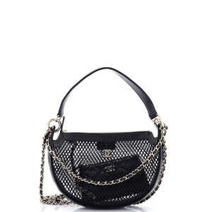 Chanel Half Moon Clutch with Chain Mesh with Quilted Lambskin